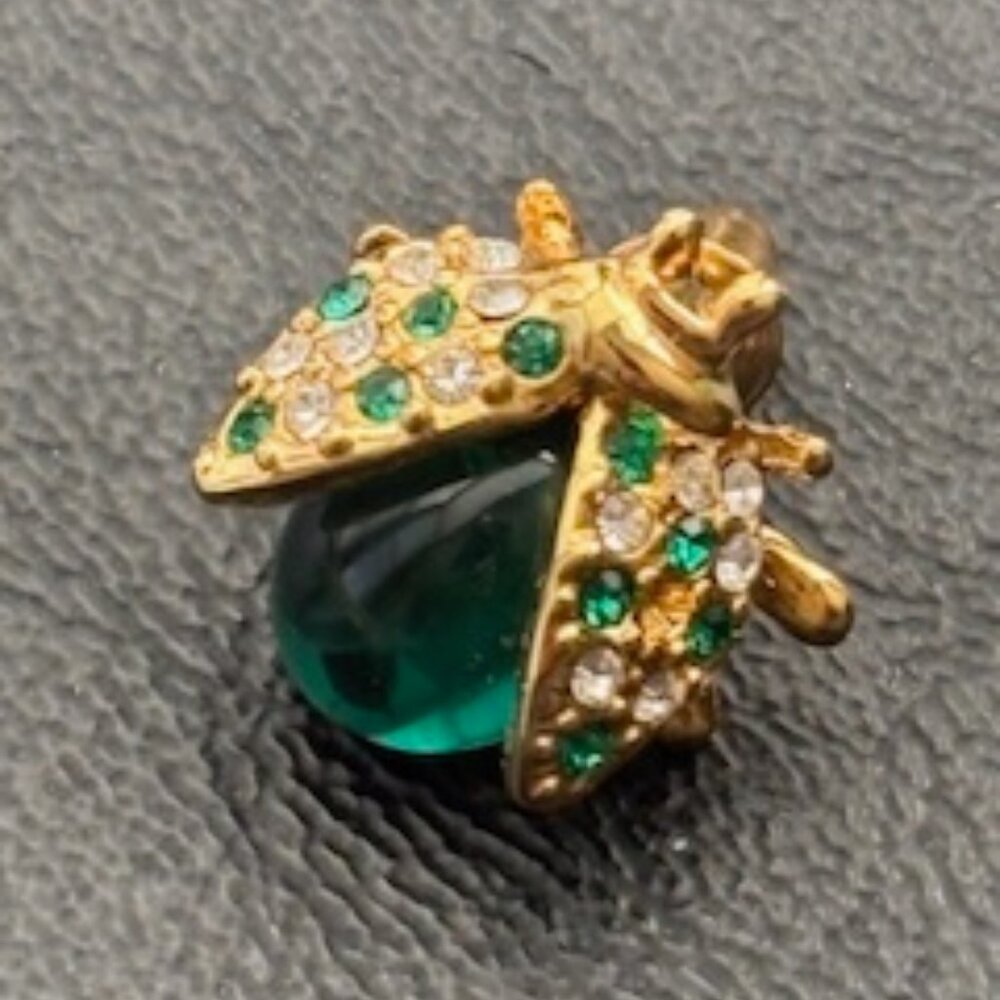 Green And Clear Rhinestone Tiny Bug - image 3